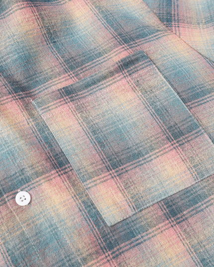 Men's Drawstring Plaid Button Up Hooded Shirt