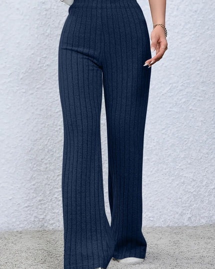 Basic Bae Full Size Ribbed High Waist Flare Pants