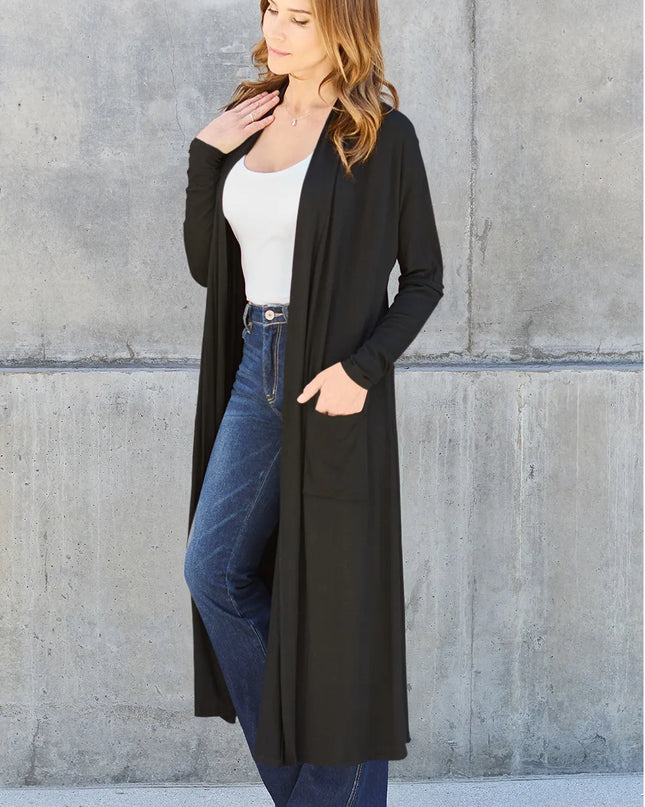 Basic Bae Full Size Open Front Long Sleeve Cover Up