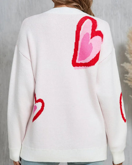 Angel Wings Heart Round Neck Long Sleeve Sweater