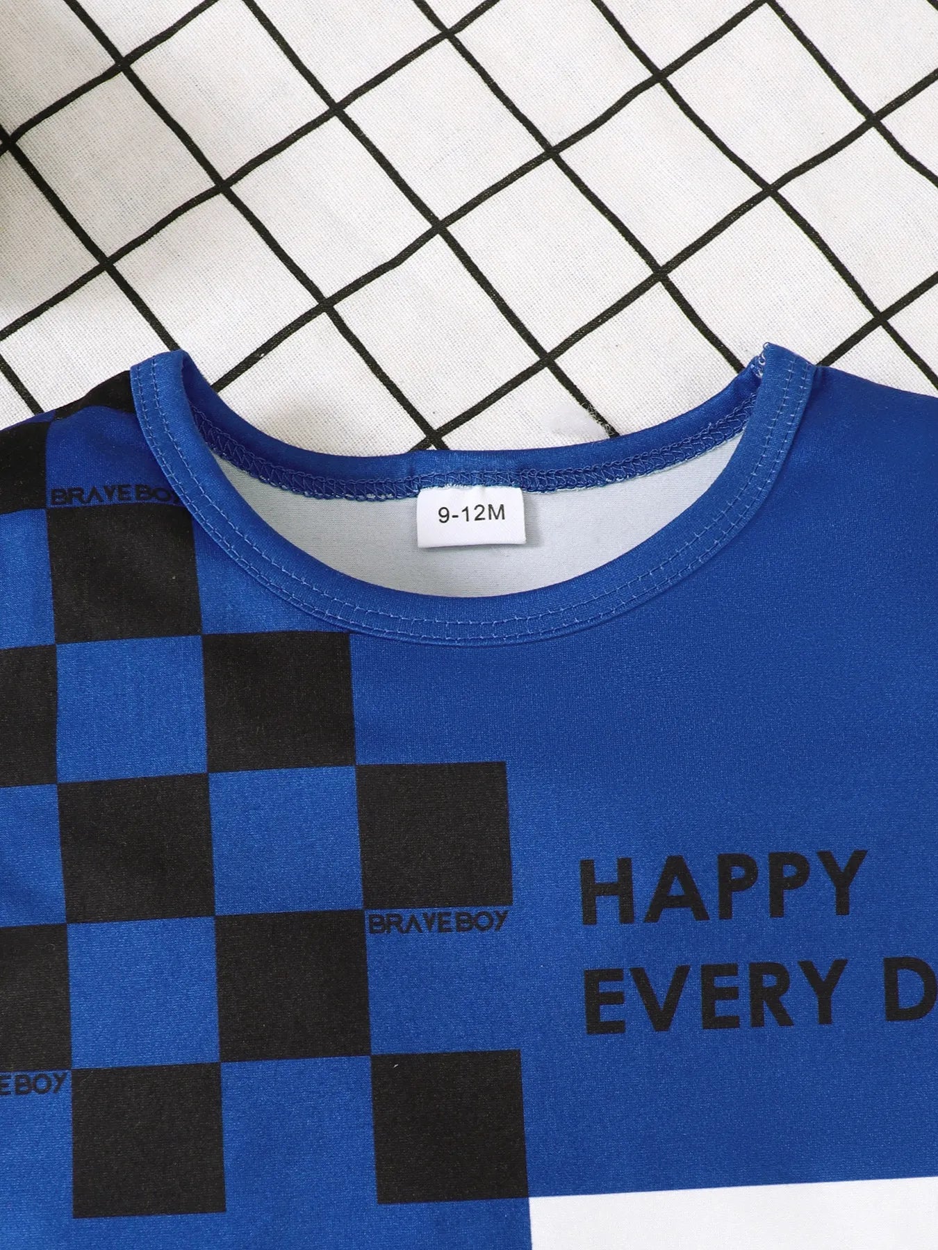 Children's Letter Round Neck Top and Denim Shorts Set