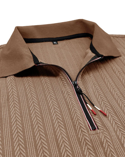 Men's Textured Quarter-Zip Polo Shirt