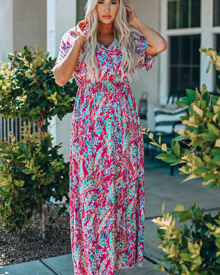 Multicolored V-Neck Maxi Dress
