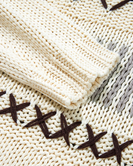 Contrast Stitch Detail V Neck Drop Shoulder Sweater