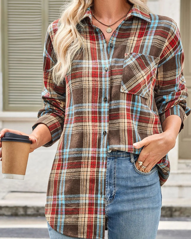 Plaid Button Up Long Sleeve Shirt
