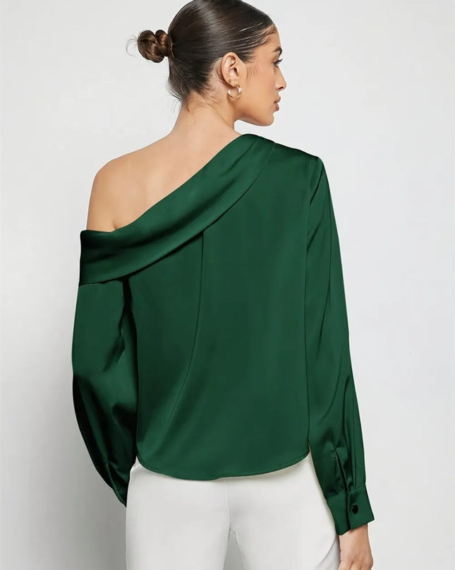 Ruched One Shoulder Long Sleeve Top 