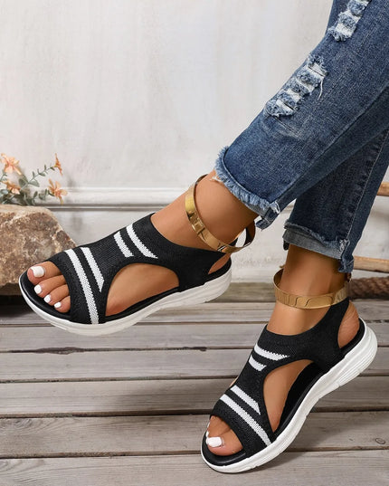 Cutout Mesh Peep Toe Sandals 