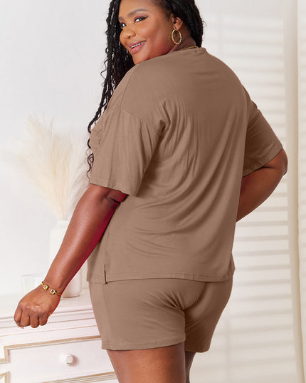 Basic Bae Full Size Soft Rayon Half Sleeve Top and Shorts Set