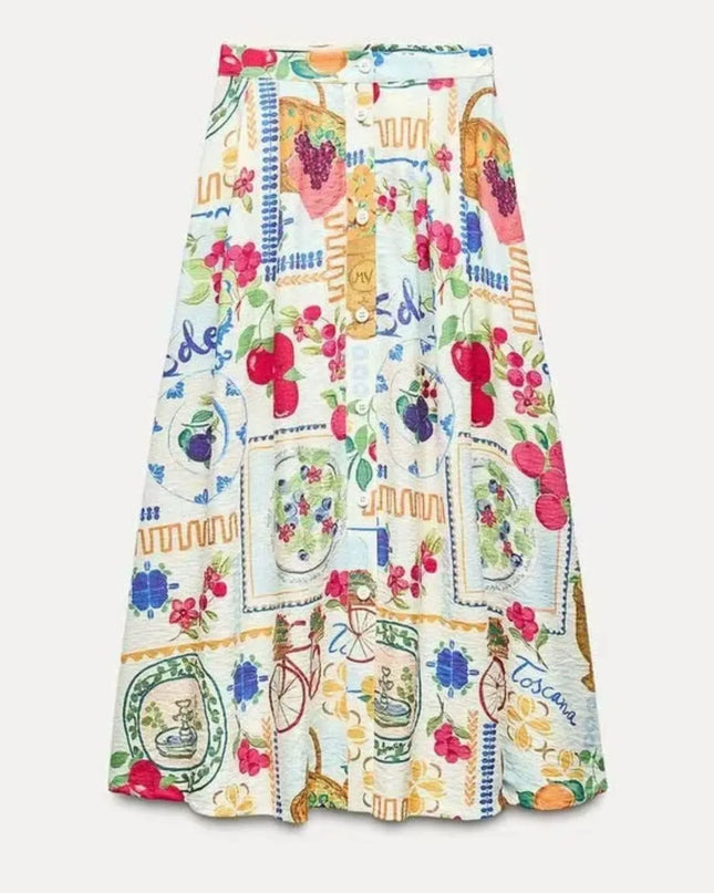 Printed Cami and Skirt Set