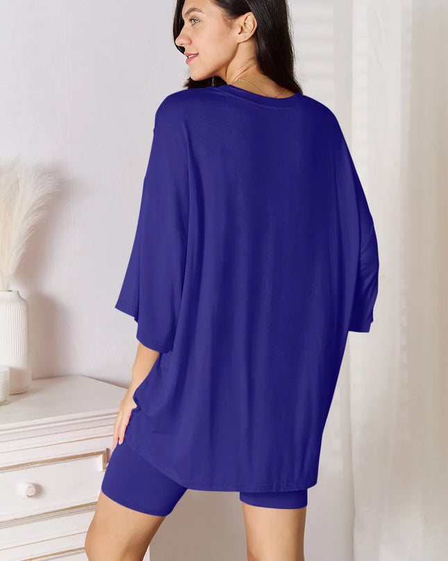 Basic Bae Full Size Soft Rayon Three-Quarter Sleeve Top and Shorts Set