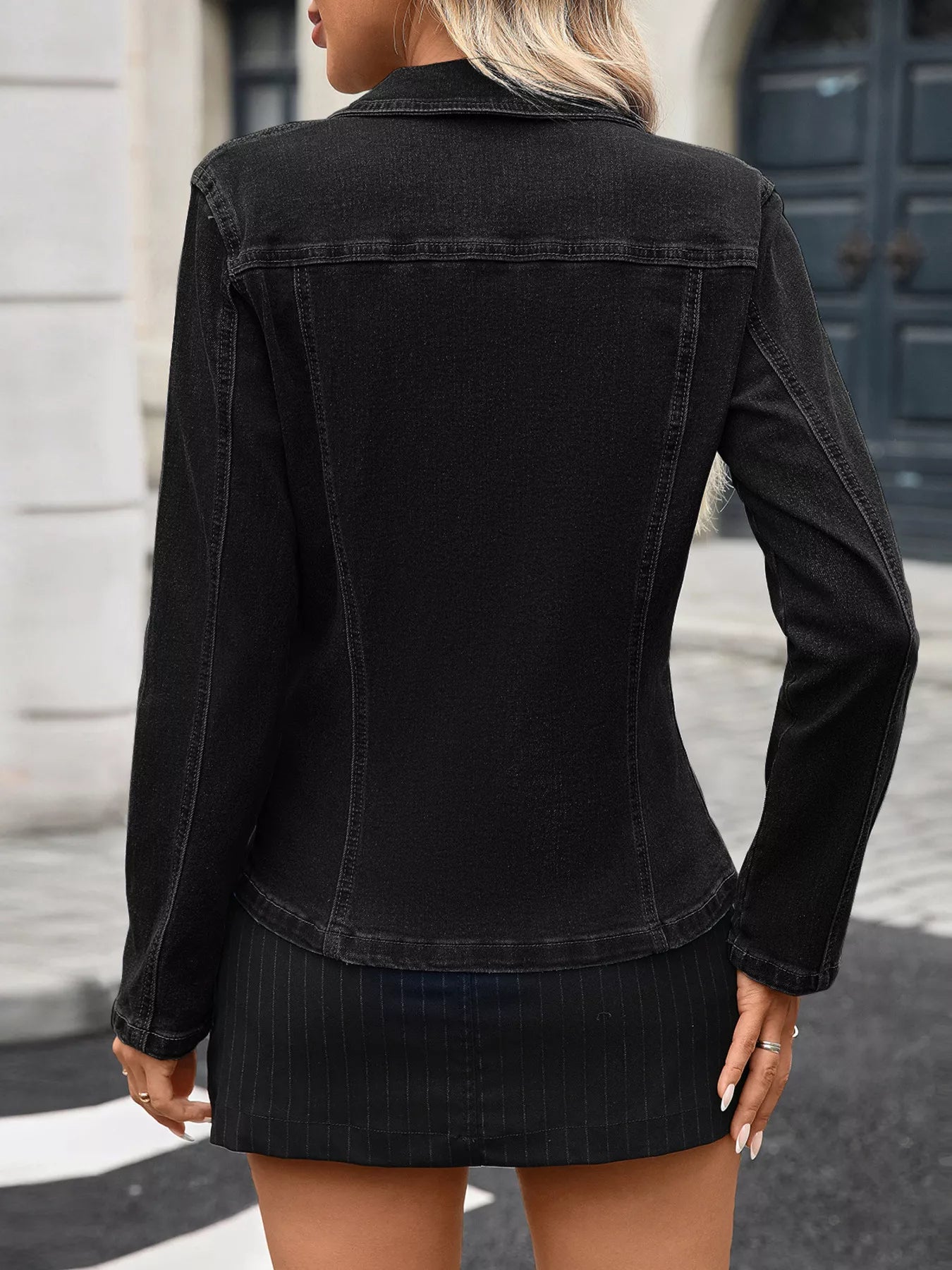 Button Up Long Sleeve Denim Jacket