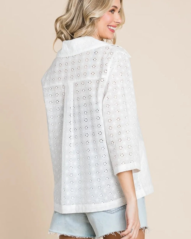 Culture Code Double Breasted Eyelet Jacket with Pockets