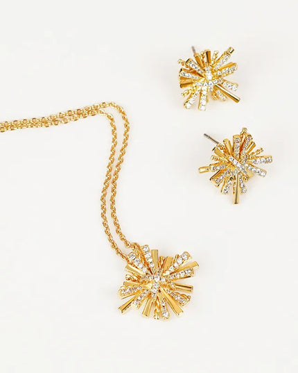 Starburst Gold-Plated Earrings and Necklace Set