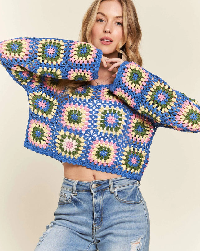 ADORA Multicolor Crochet Crop Top