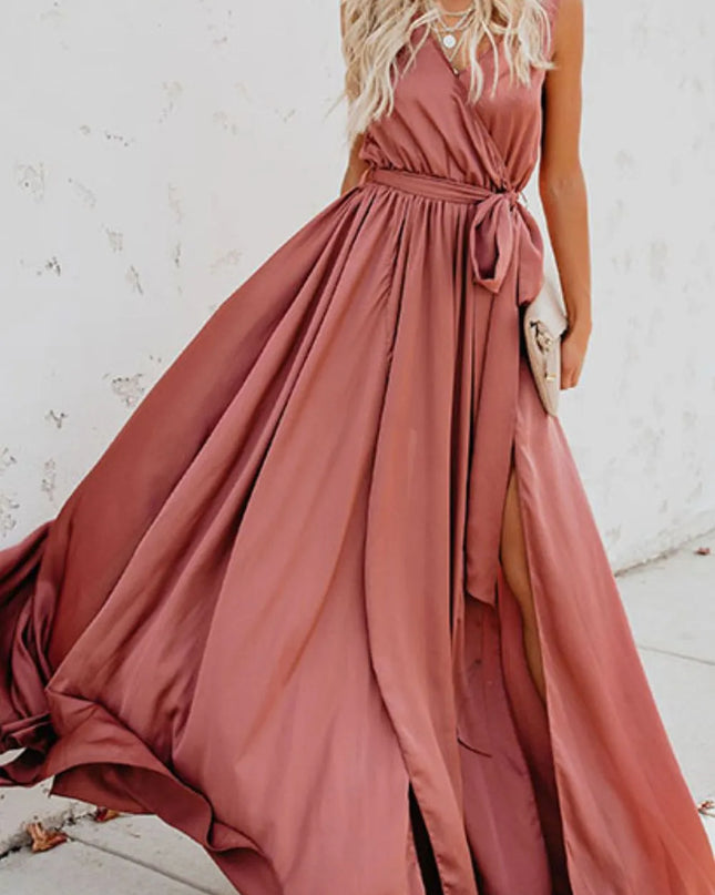 Surplice Tie Waist Maxi Dress