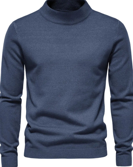 Men's Mock Neck Long Sleeve Sweater Dusty Blue