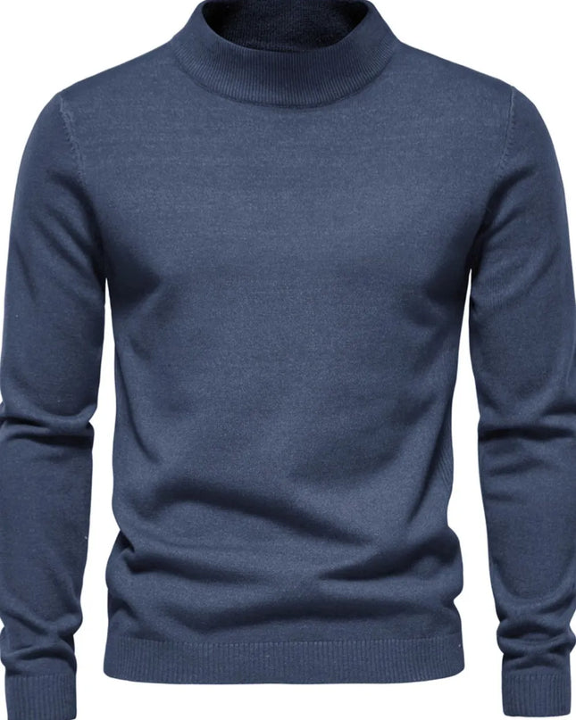 Men's Mock Neck Long Sleeve Sweater Dusty Blue