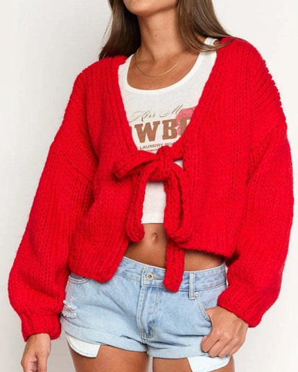 Tied Drop Shoulder Cardigan