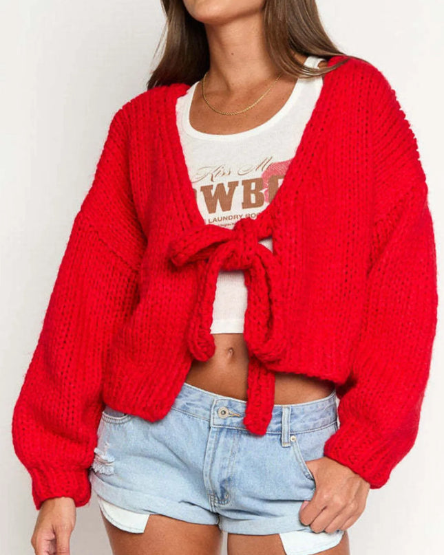 Tied Drop Shoulder Cardigan