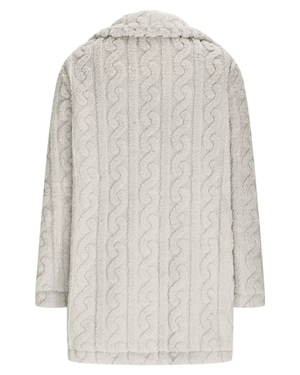 Double-Breasted Fleece Longline Coat