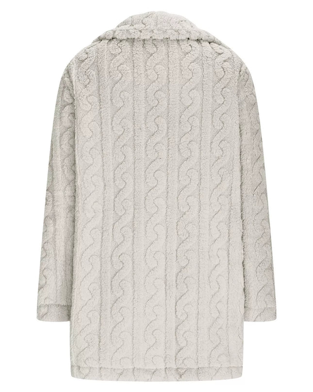 Double-Breasted Fleece Longline Coat