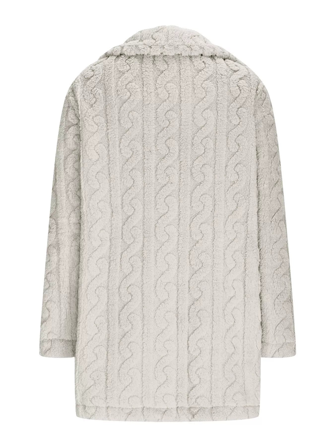 Double-Breasted Fleece Longline Coat