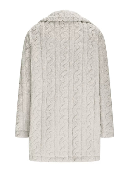 Double-Breasted Fleece Longline Coat