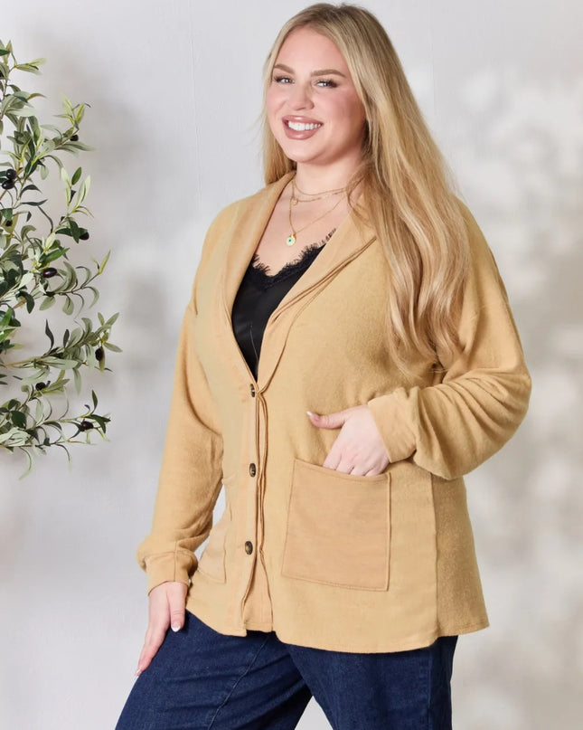 Heimish Full Size Button Up Long Sleeve Cardigan