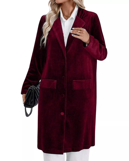 Lapel Collar Long Sleeve Longline Coat
