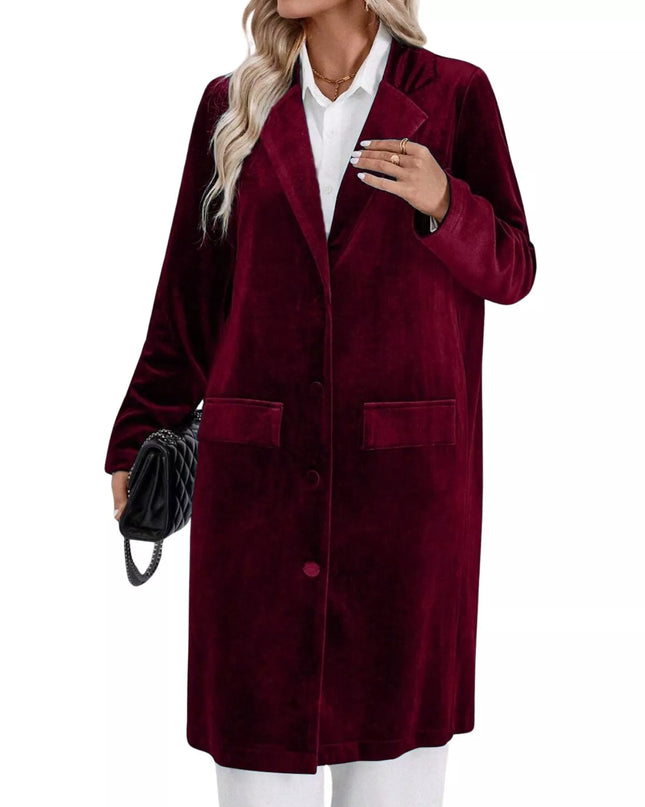 Lapel Collar Long Sleeve Longline Coat