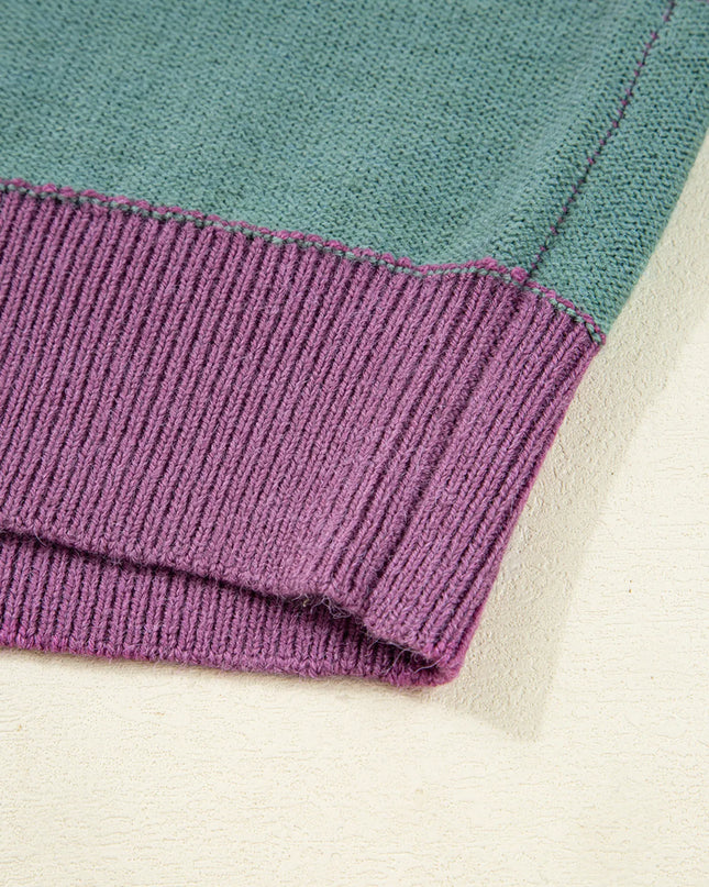 Stripe Drop Shoulder Ribbed Edge Sweater