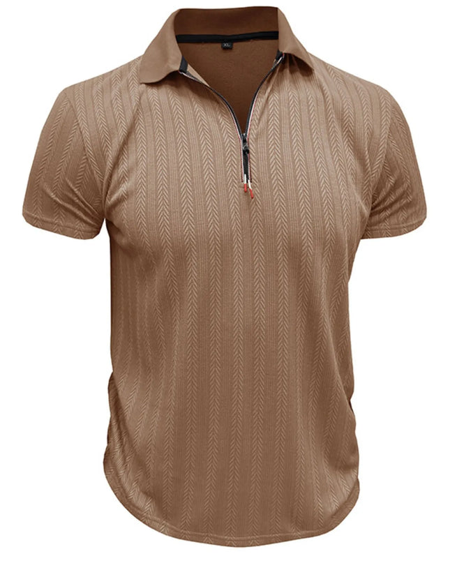 Men's Textured Quarter-Zip Polo Shirt