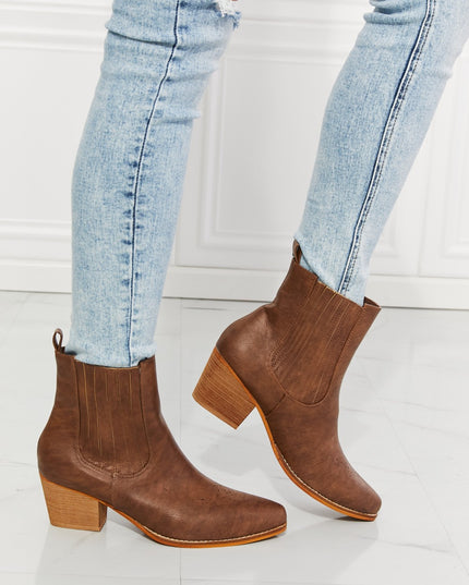 MMShoes Love the Journey Stacked Heel Chelsea Boot in Chestnut