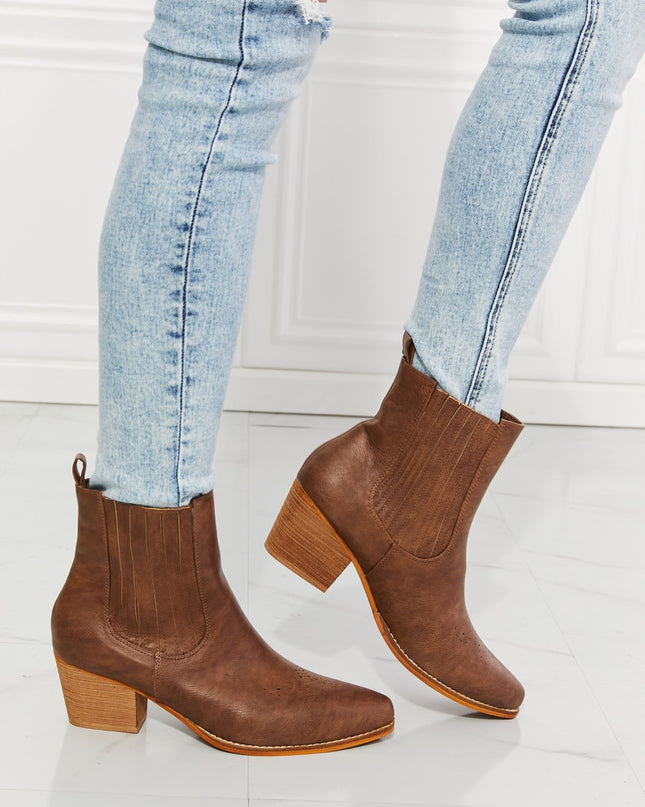 MMShoes Love the Journey Stacked Heel Chelsea Boot in Chestnut