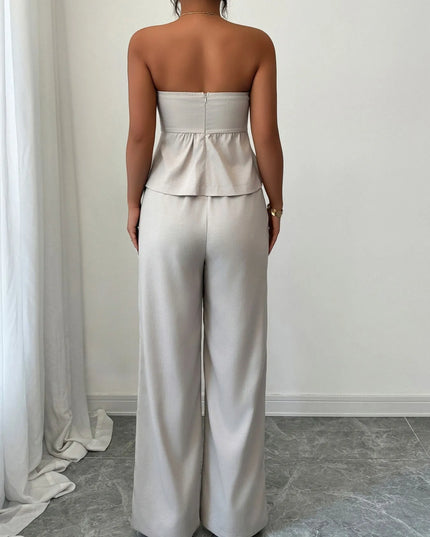 Ruched Tube Top and Pants Set
