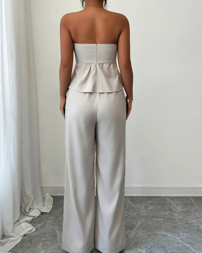 Ruched Tube Top and Pants Set