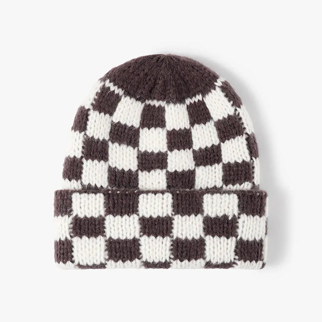 Thermal Checkered Hat Chocolate One Size