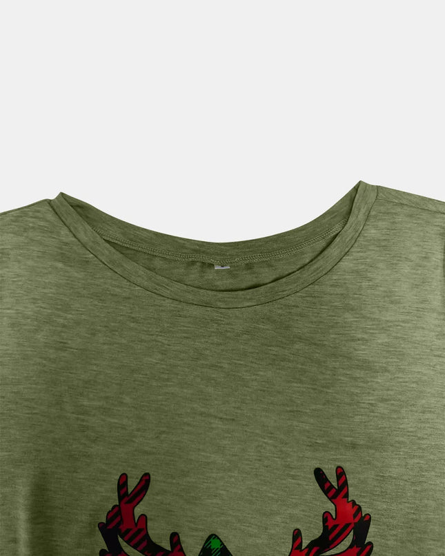 Full Size Reindeer Round Neck Long Sleeve T-Shirt