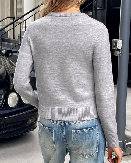 Bow Round Neck Knit Top