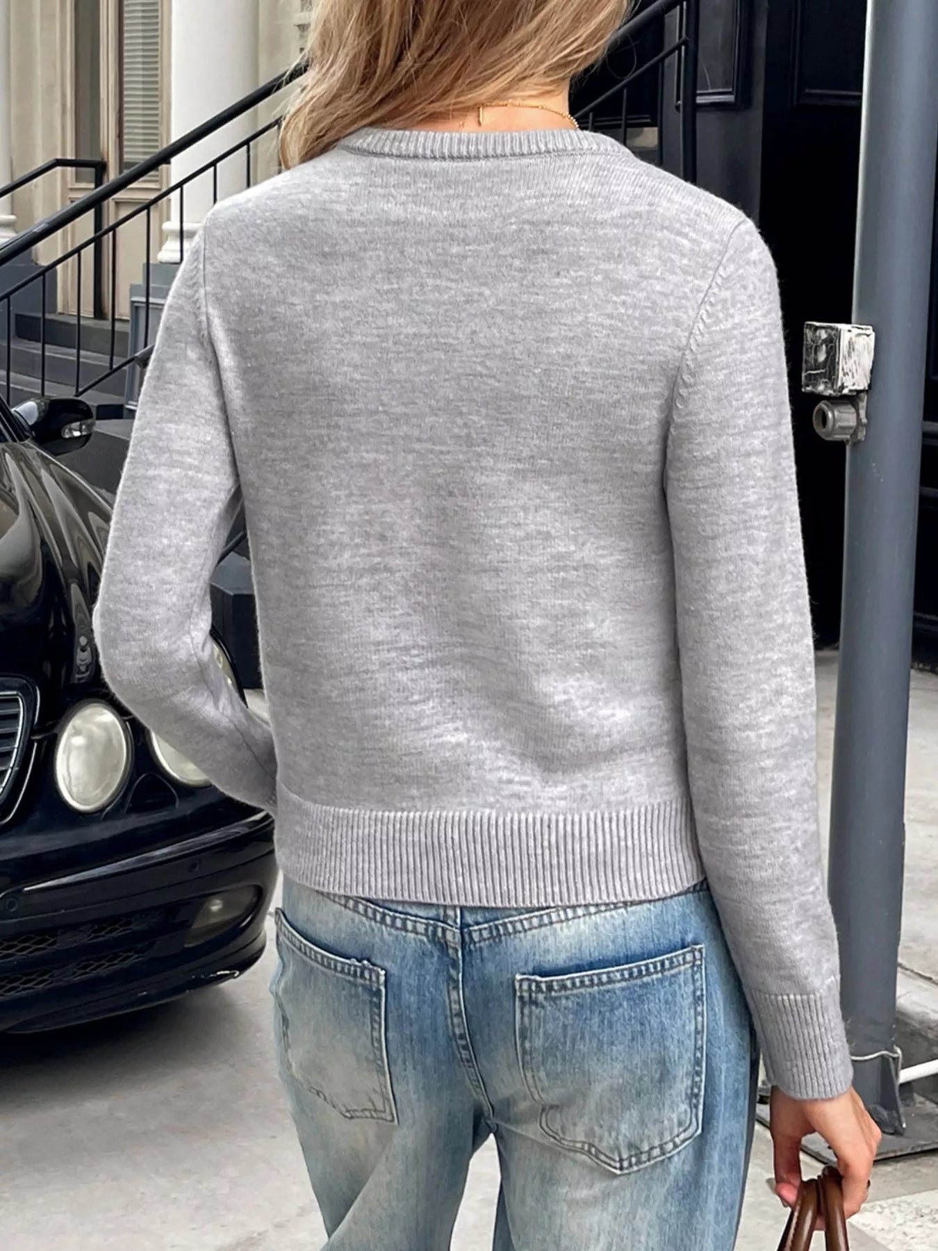 Bow Round Neck Knit Top