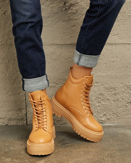 East Lion Corp Platform Combat Boots Caramel