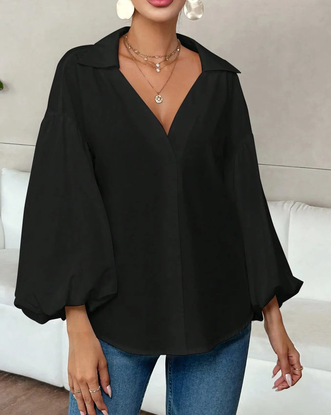 Polka Dot Balloon Sleeve Blouse