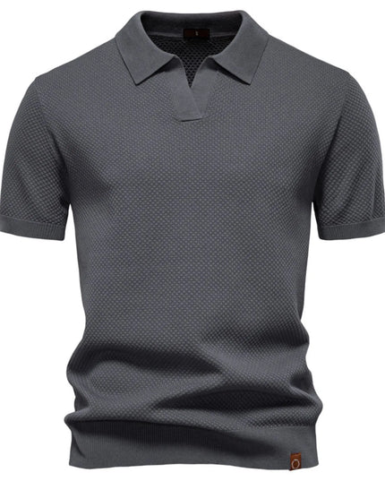 Men's Classic Textured Short Sleeve Polo Shirt Dark Gray