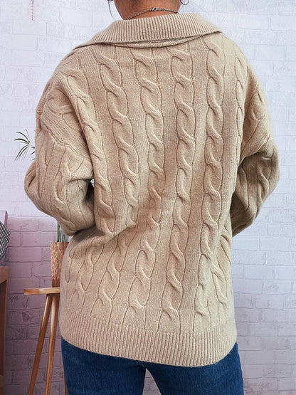 Cable Knit Johnny Collar Sweater