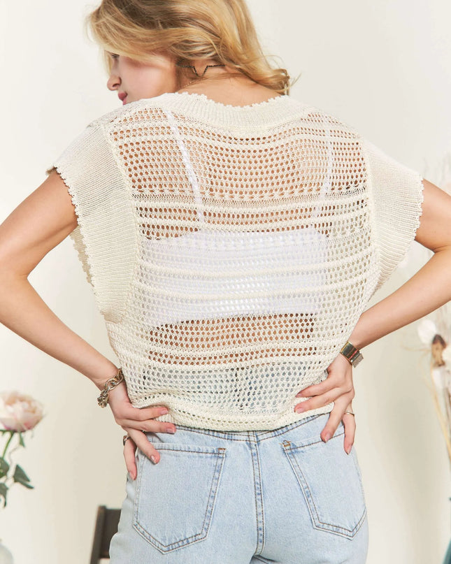 ADORA Drawstring Detail Crochet Top