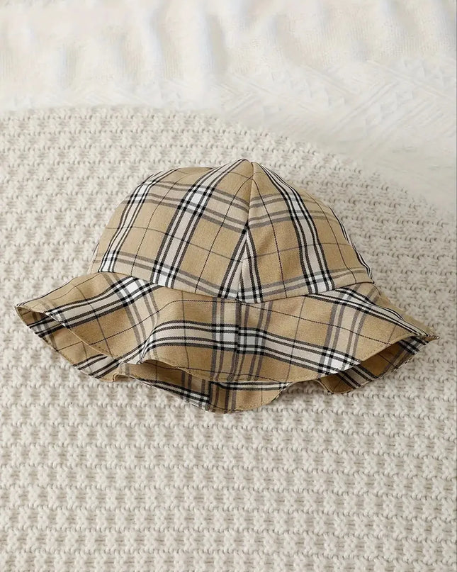 Children's Hat and Plaid Short Sleeve One-Piece Romper