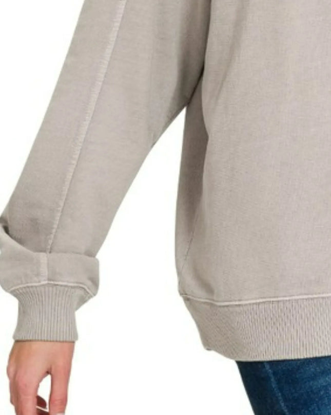 Zenana French Terry Pigment Dye & Enzyme Washing Hoodie