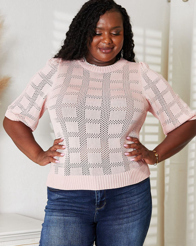 Mandy Ribbed Trim Round Neck Knit Top