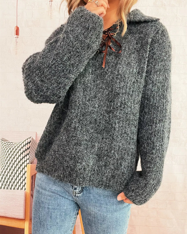 Lace Up Long Sleeve Sweater