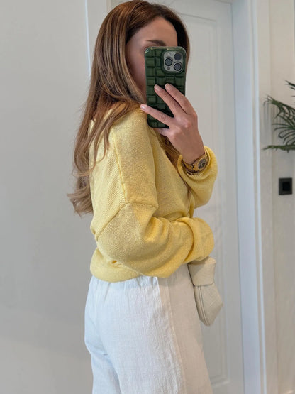 Boat Neck Drop Shoulder Sweater